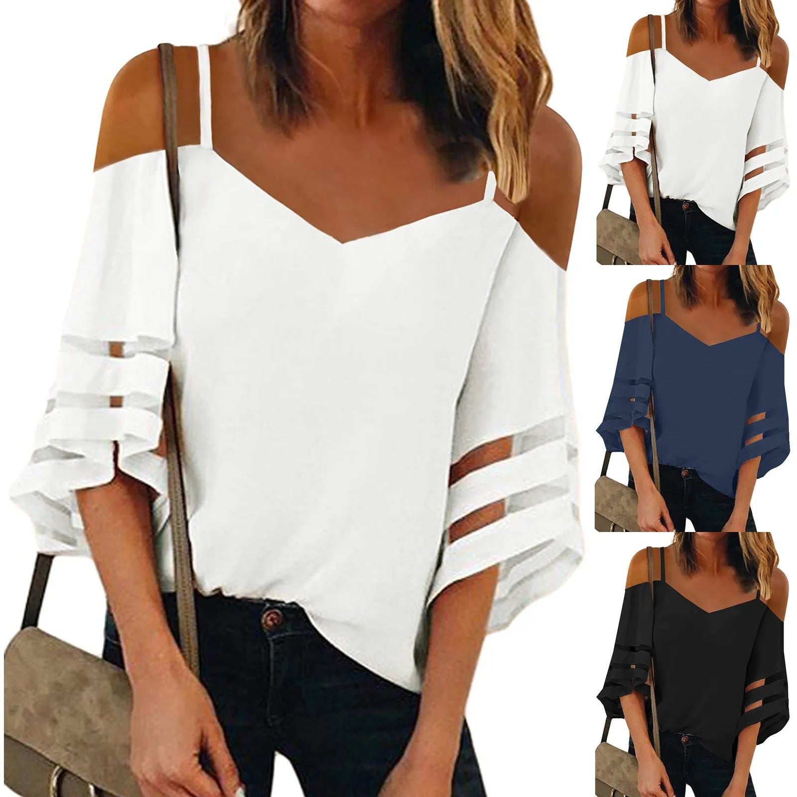 Women's Mesh Hollow Out Blouses